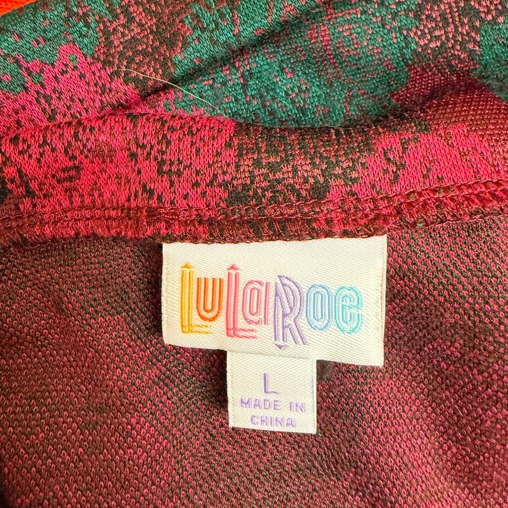 LuLaRoe Pink and Green Cassie pencil skirt - Picture 3 of 3